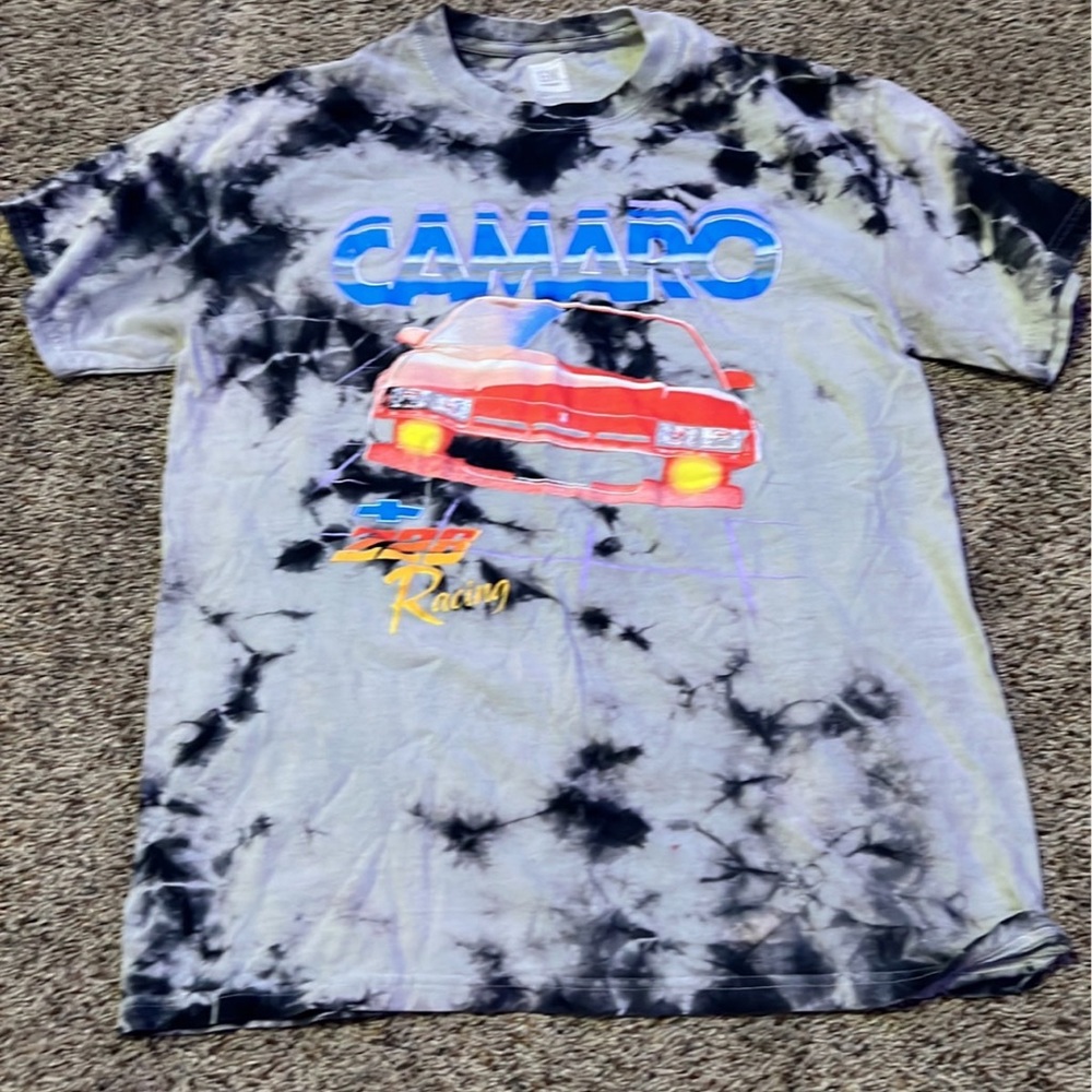 GM size medium Camaro shirt Grey and Black tye dye
